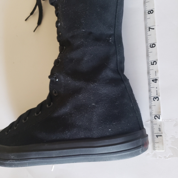 YUANBU ANUFER Sz 11 (43) Punk Style Knee High LaceUp Canvas Sneaker Boots Gothic - Picture 11 of 16